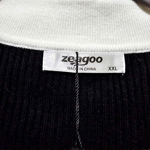 Zeagoo‎ Black & White Knit Long Sleeve Collared Sweater XXL - Picture 3 of 7